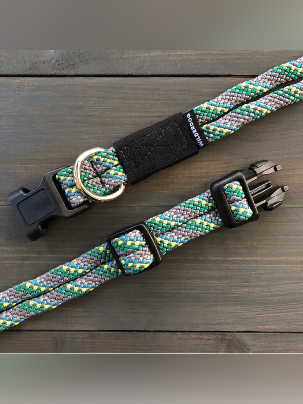 NWT Wilderdog Reflective Adj Rope Dog Collar, Size Med Grey